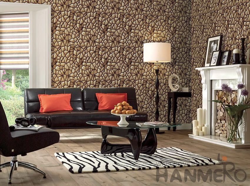 3d Stone Textured Pvc Korea Design Wallpaper - Modern Living Room Window Blinds - HD Wallpaper 