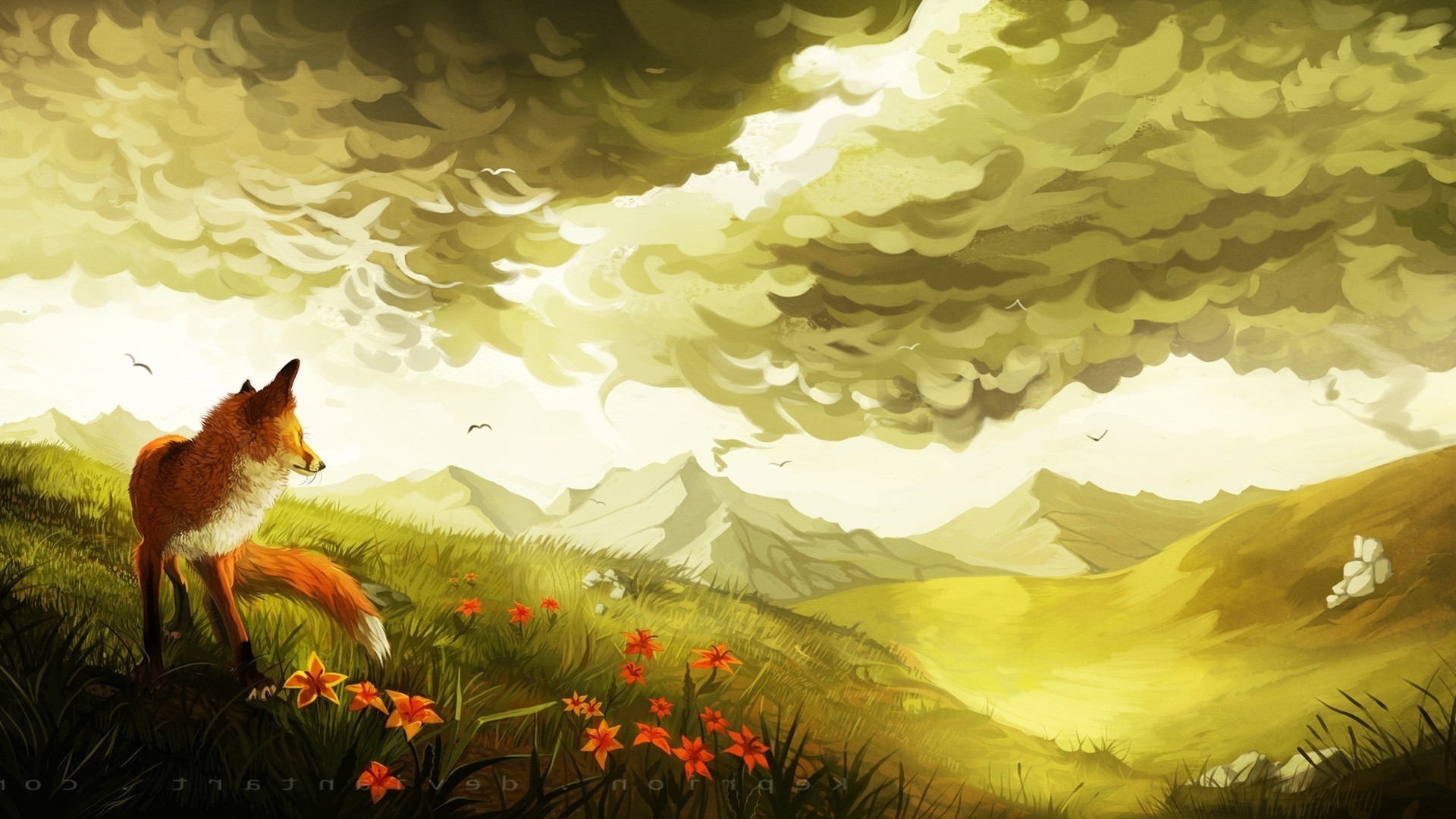 1920x1080, Red Fox Art Wallpaper For Iphone 
 Data - HD Wallpaper 
