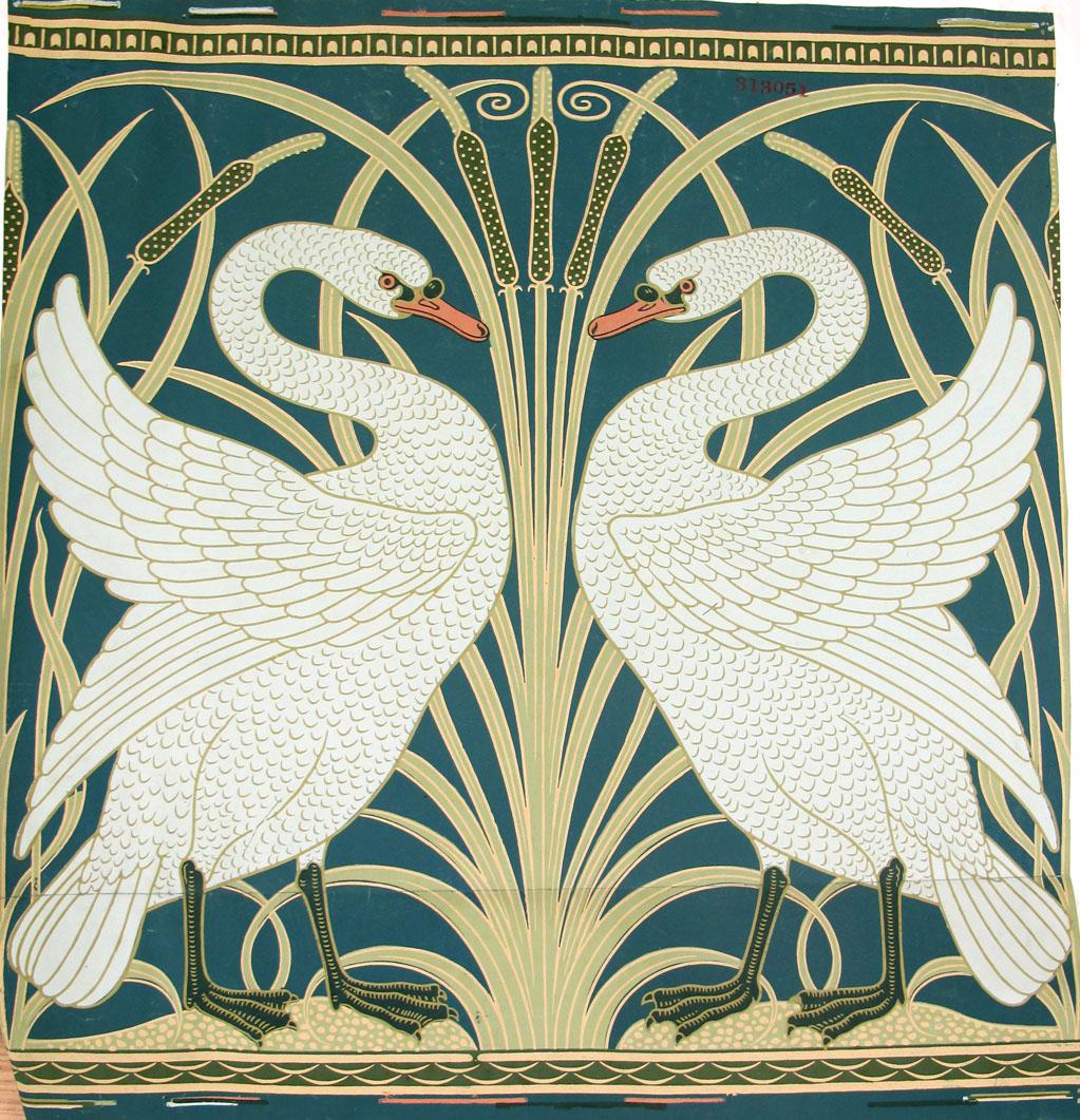 Swan, Rush And Iris - Walter Crane Swan - HD Wallpaper 