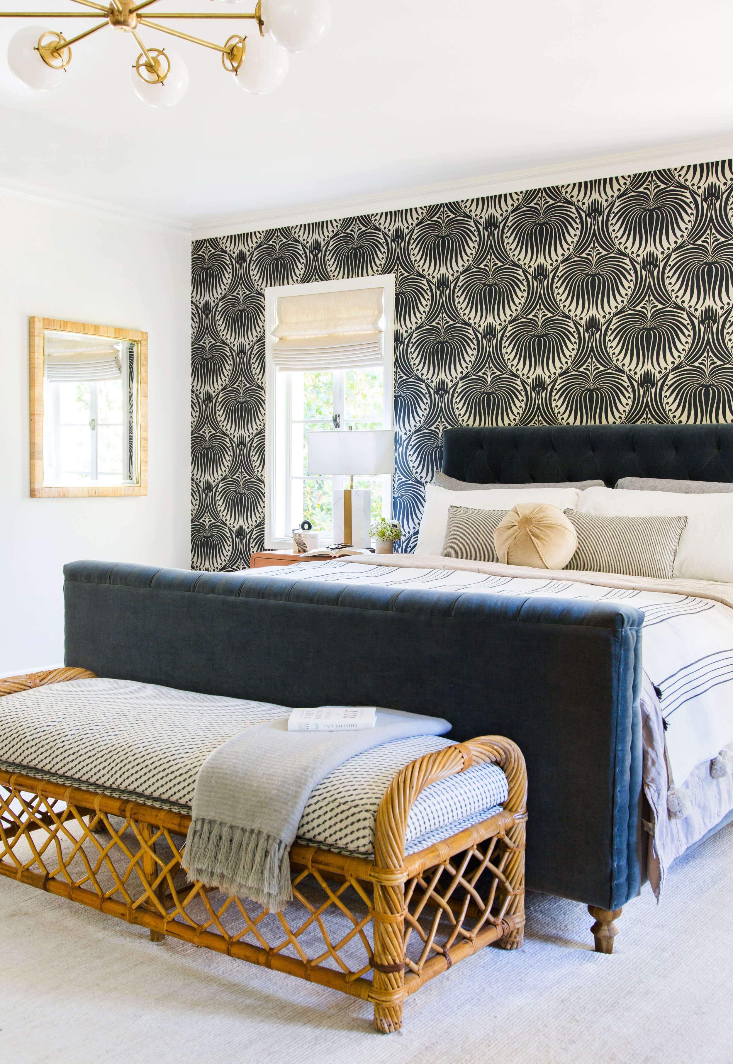 Wallpaper Master Bedroom Rattan Bench - Bedroom - HD Wallpaper 