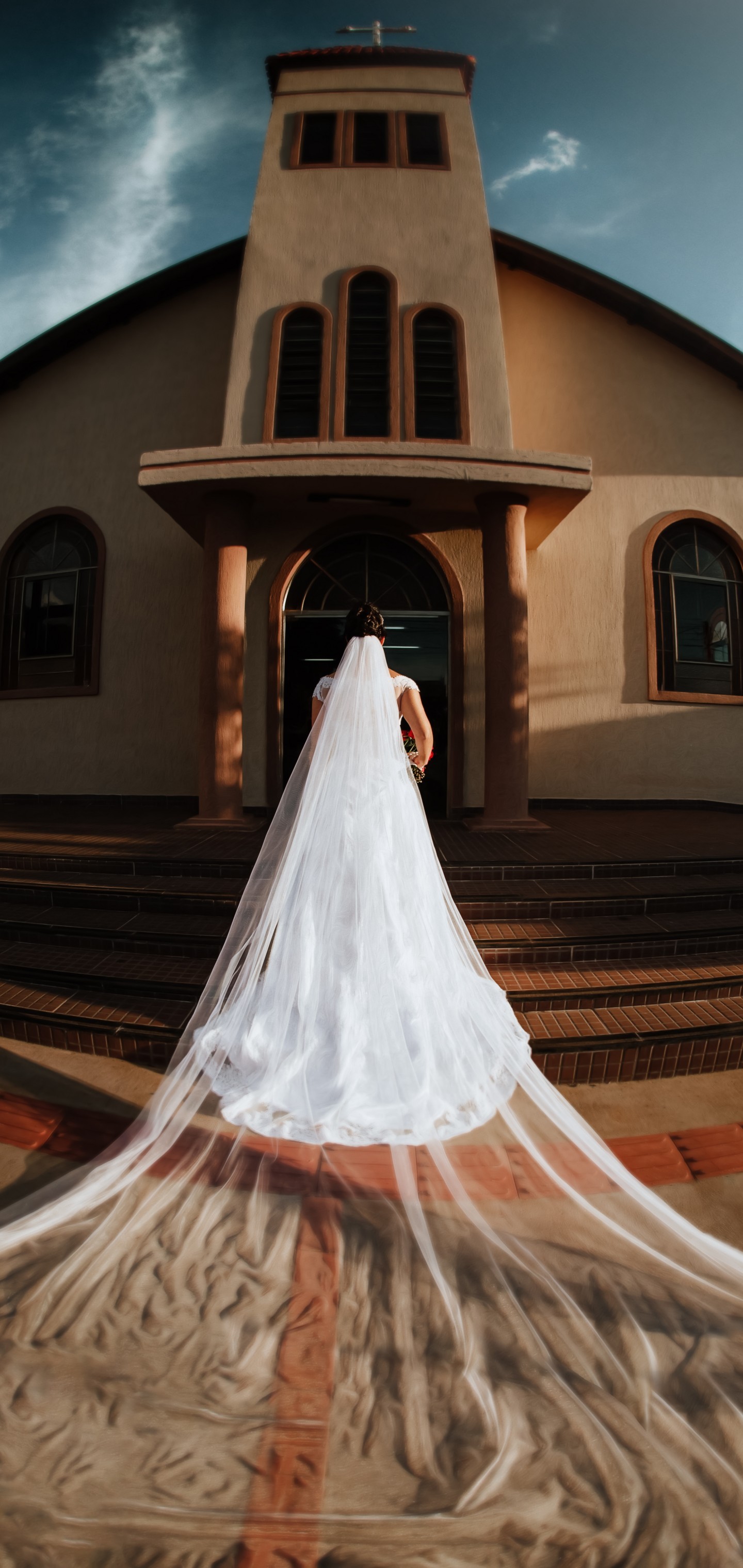 Bridge, Wedding Dress, Photography, Church, Clouds, - Bridal Veil - HD Wallpaper 