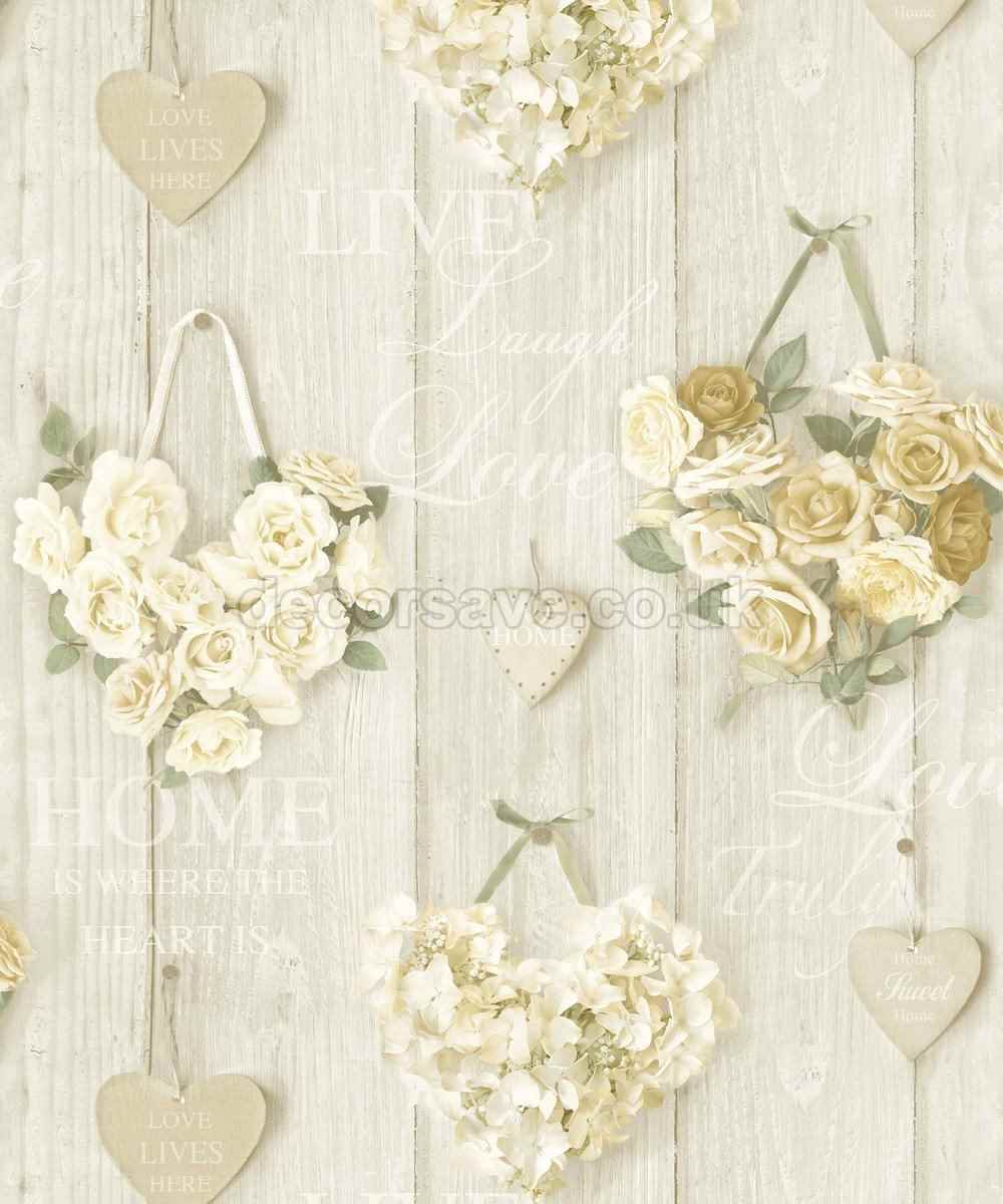 Hearts And Roses Wallpaper - Vintage Shabby Chic Roses - HD Wallpaper 