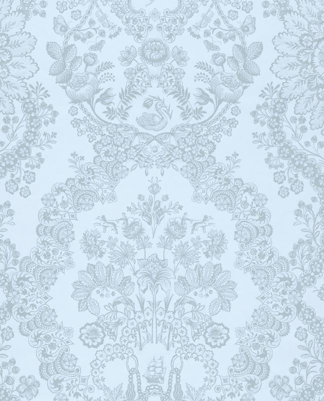 Grillig Light Blue Damask 375045 Brewster Wallpaper - Eijffinger 375045 - HD Wallpaper 