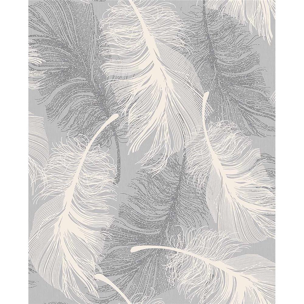 Coloroll By Brewster M0923 Cwv Journey Grey Feather - Black And Silver Feather - HD Wallpaper 
