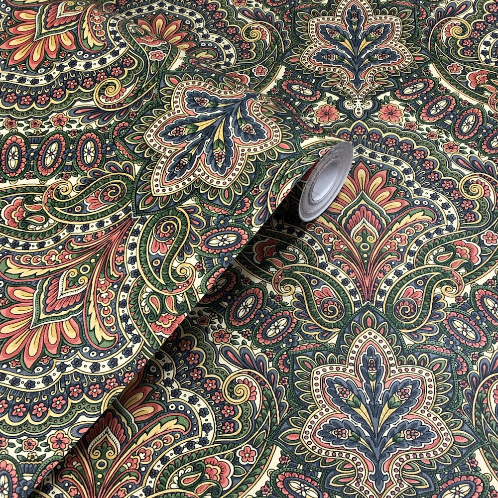 Fine Decor Cypress Paisley Damask Green Wallpaper Fd21220 - Tapestry - HD Wallpaper 