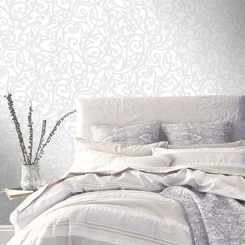 Bedroom Wallpaper Grey And White - HD Wallpaper 