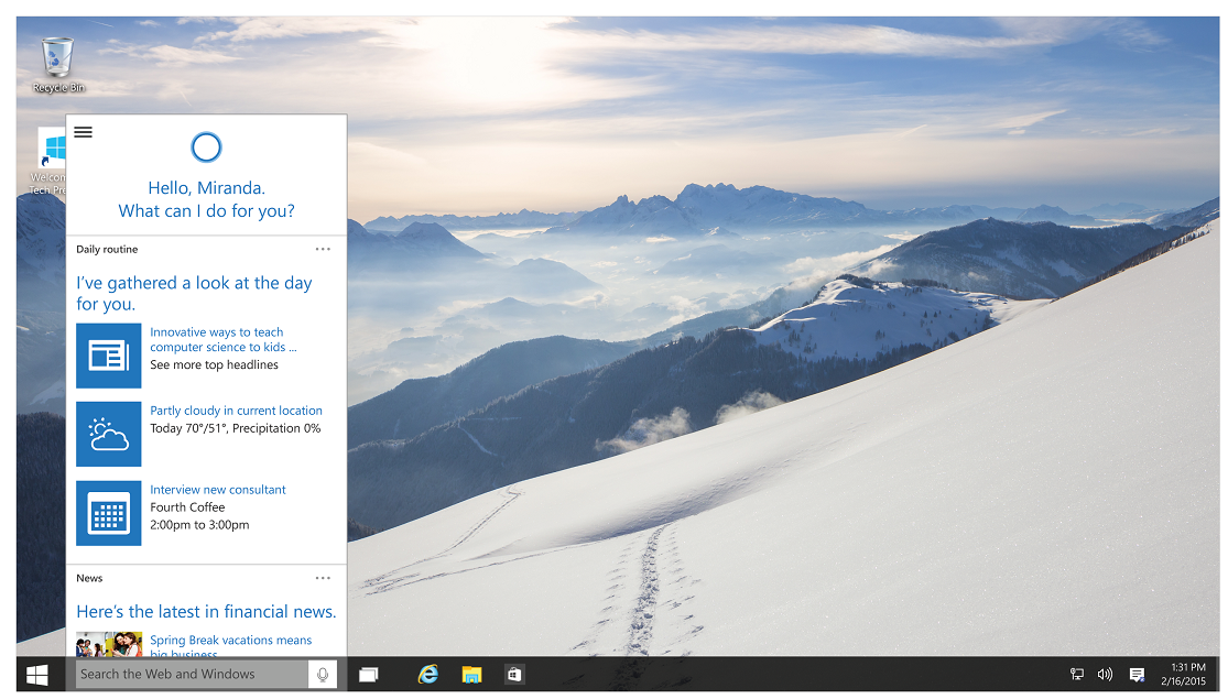 Windows 10 Taskbar Cortana - HD Wallpaper 