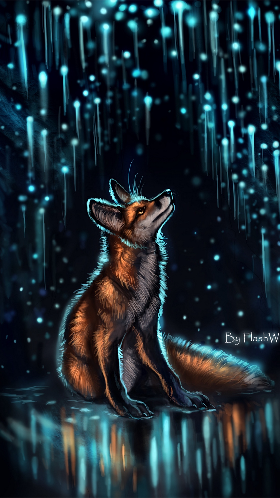 Wallpaper Fox, Glow, Glare, Art, Night - Fox Wallpaper Hd Night - HD Wallpaper 