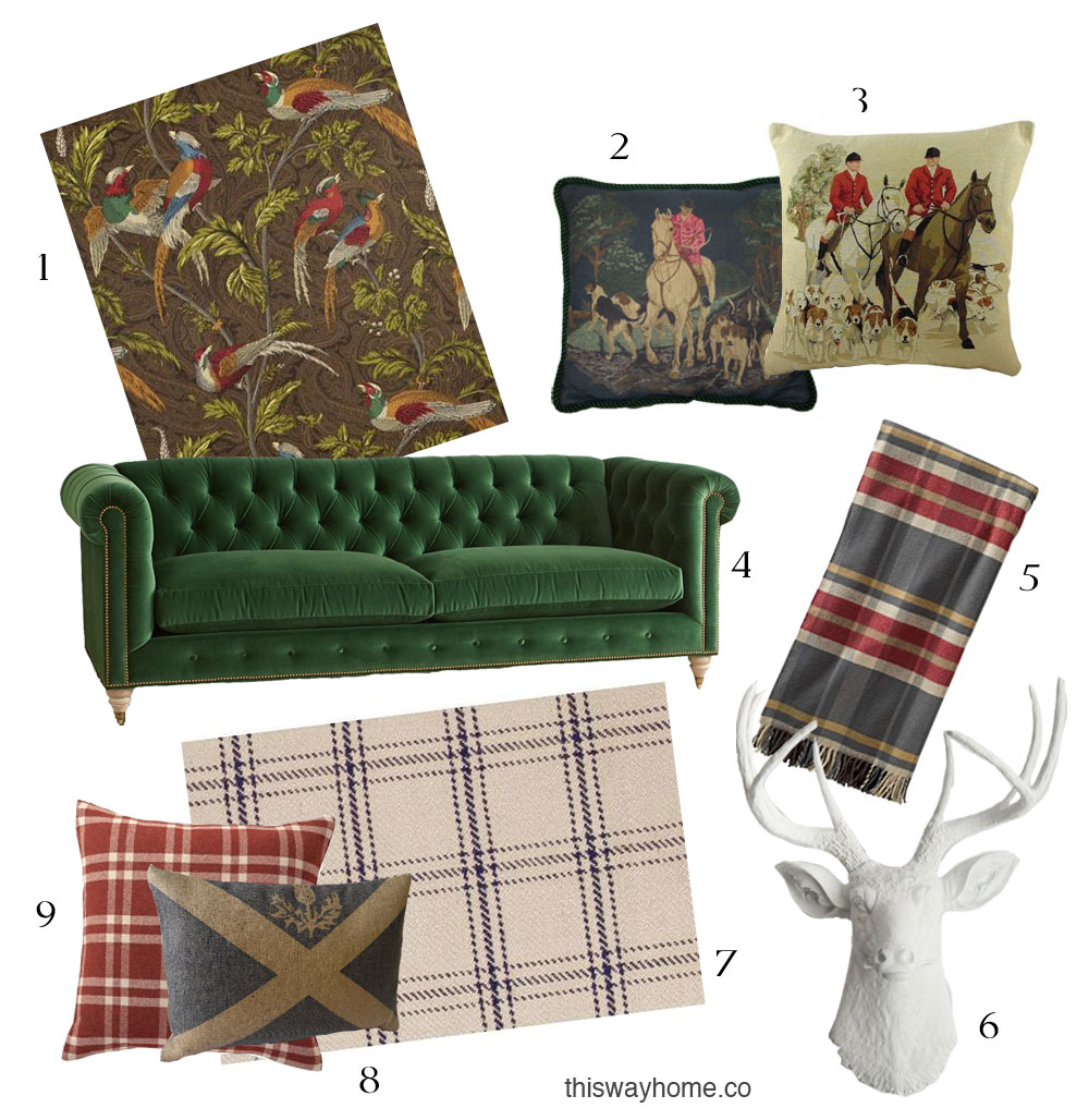 Scottish Style Decor Pheasant Wallpaper Hunting Needlepoint - Studio Couch - HD Wallpaper 