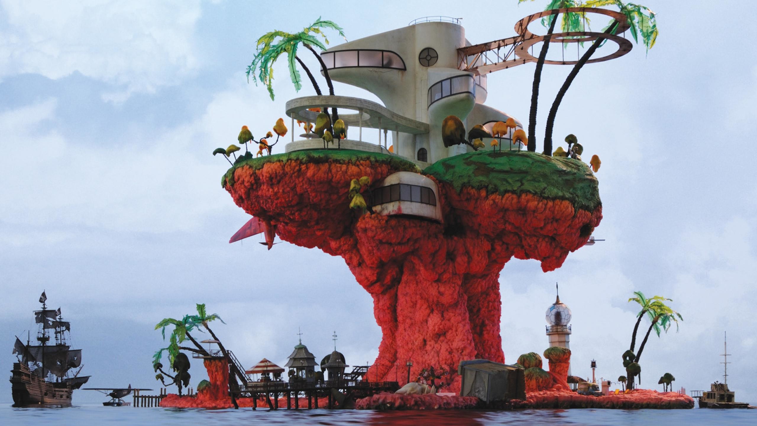 Wide 
 Data Src Gorillaz Wallpaper Plastic Beach For - Gorillaz Plastic Beach Model - HD Wallpaper 