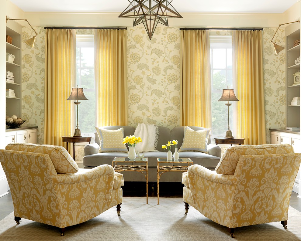 Yellow Curtain With Matted Wall Picture Frames11 X - Grey Sofa Yellow Accents - HD Wallpaper 