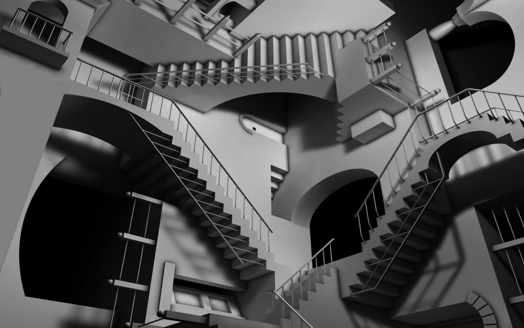 Free Maze High Quality Wallpaper Id - Optical Illusion Infinite Staircase - HD Wallpaper 