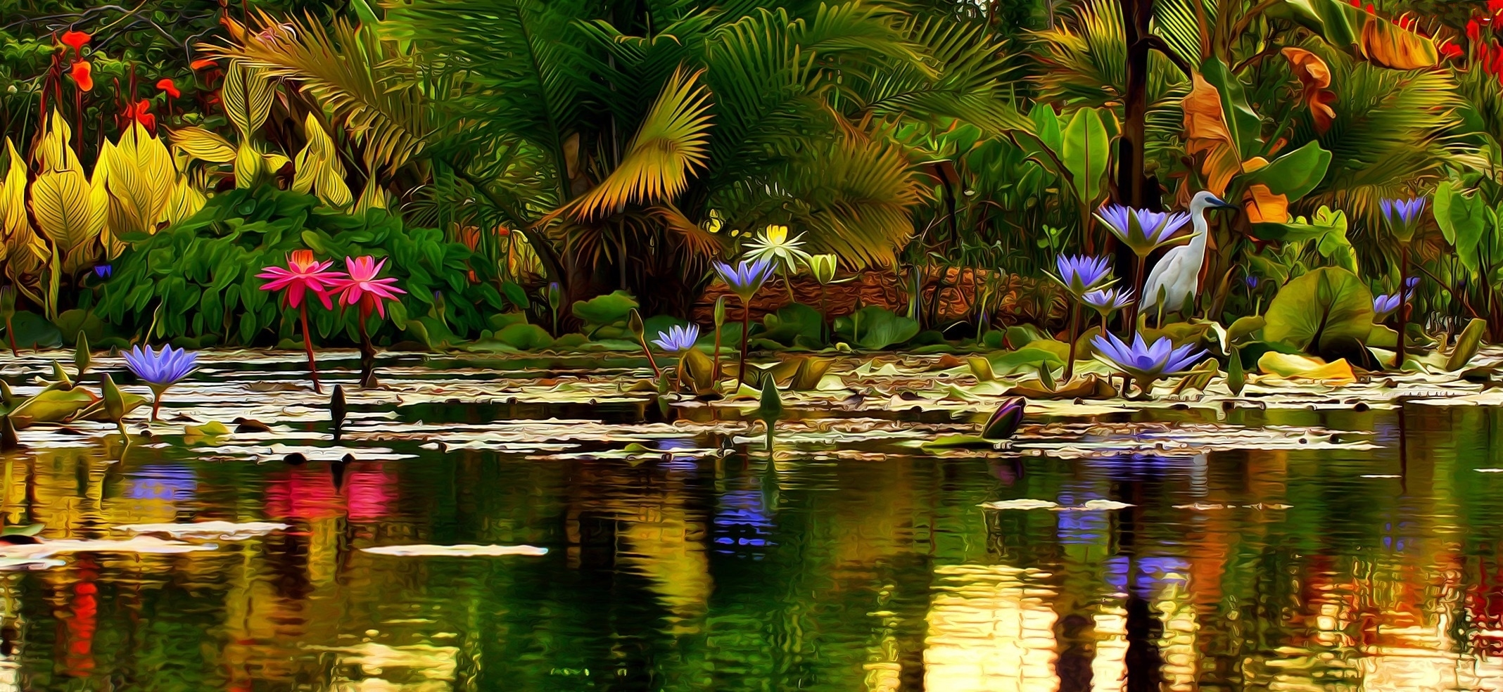 Pond In Spring - 2136x984 Wallpaper Pond In Spring - 2136x984 Wallpaper