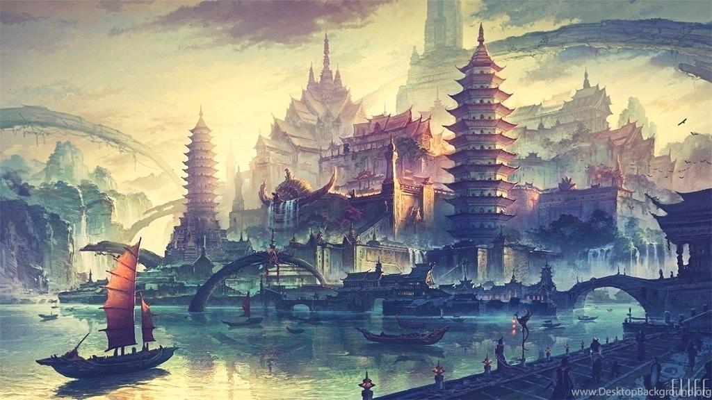 Fantasy World Awesome Wallpapers And Cool Backgrounds - Fond D Écran Asie - HD Wallpaper 