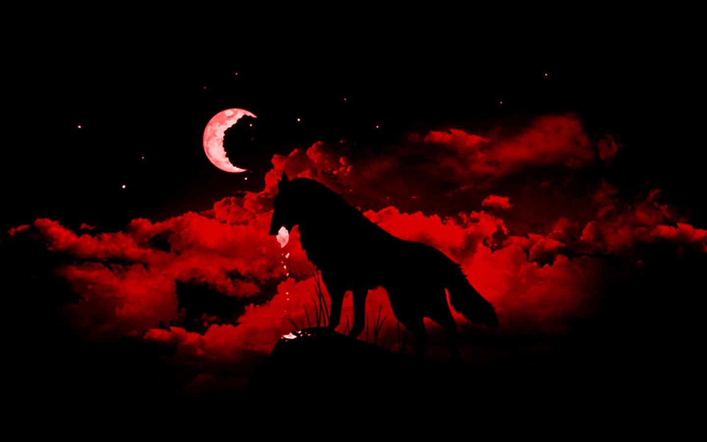 Blood Moon Red Wolf - HD Wallpaper 