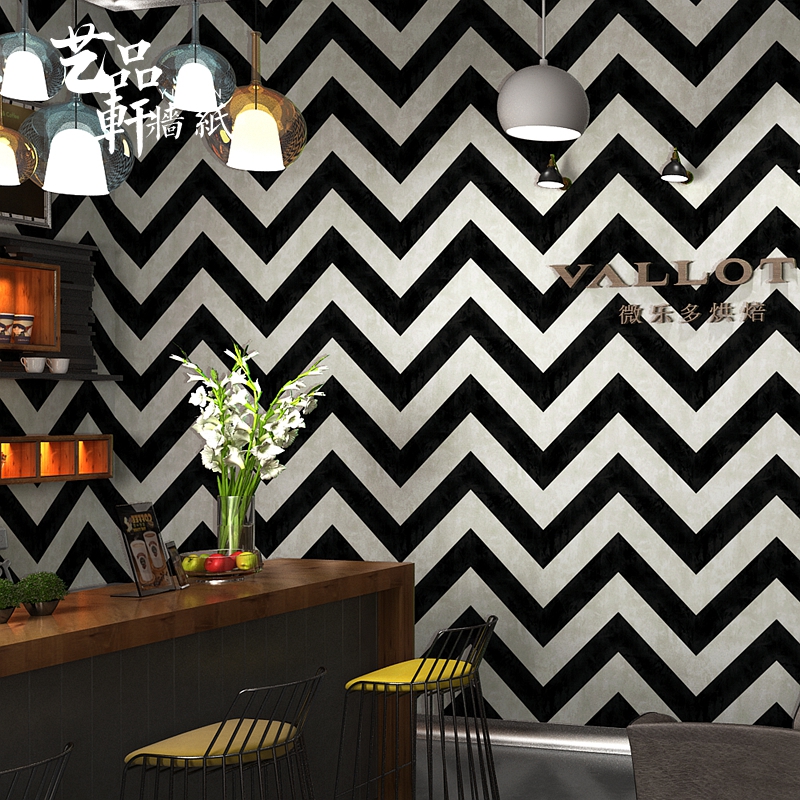 Nordic Black And White Striped Wallpaper Modern Minimalist - Chevron Pattern - HD Wallpaper 