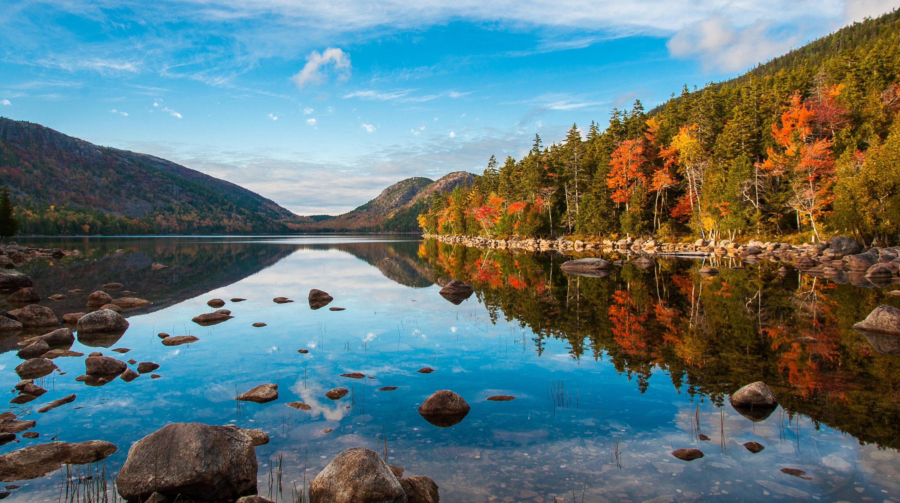 Jordan Pond Wallpaper - Jordan Pond Acadia Fall - HD Wallpaper 