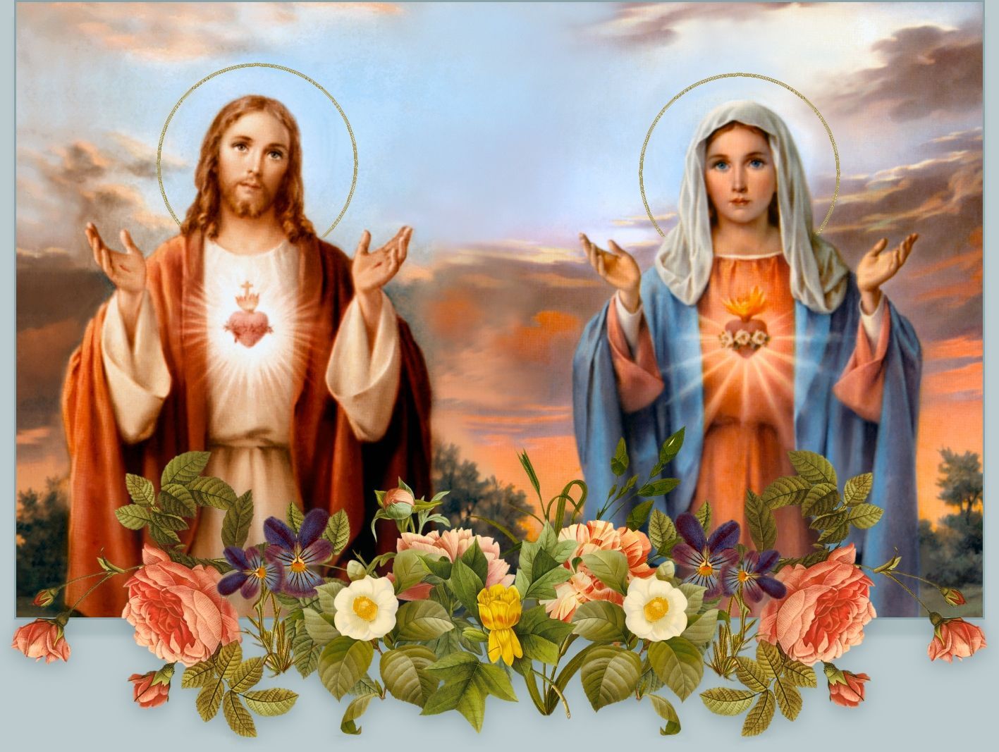 Jesus, Mary, And Joseph Wallpapers - Jesus And Mother Mary - HD Wallpaper 