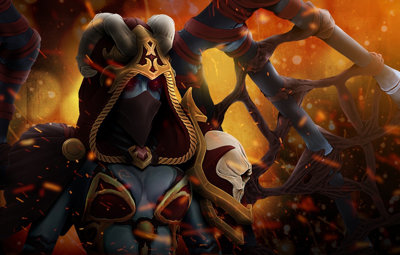 Wallpaper Wings Mask Art Horns Dota 2 Akasha Queen - Queen Of Agony Queen Of Pain - HD Wallpaper 