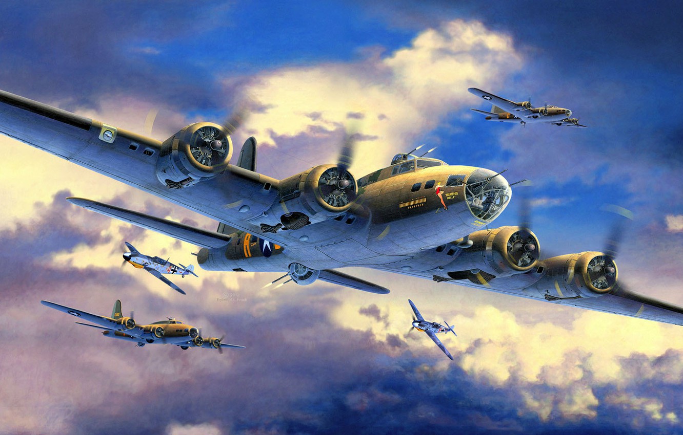 Photo Wallpaper Four Engine Bomber, Memphis Belle, - Boeing B 17 Memphis Belle - HD Wallpaper 