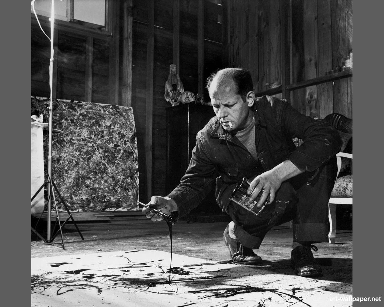 Jackson Pollock In Studio - HD Wallpaper 