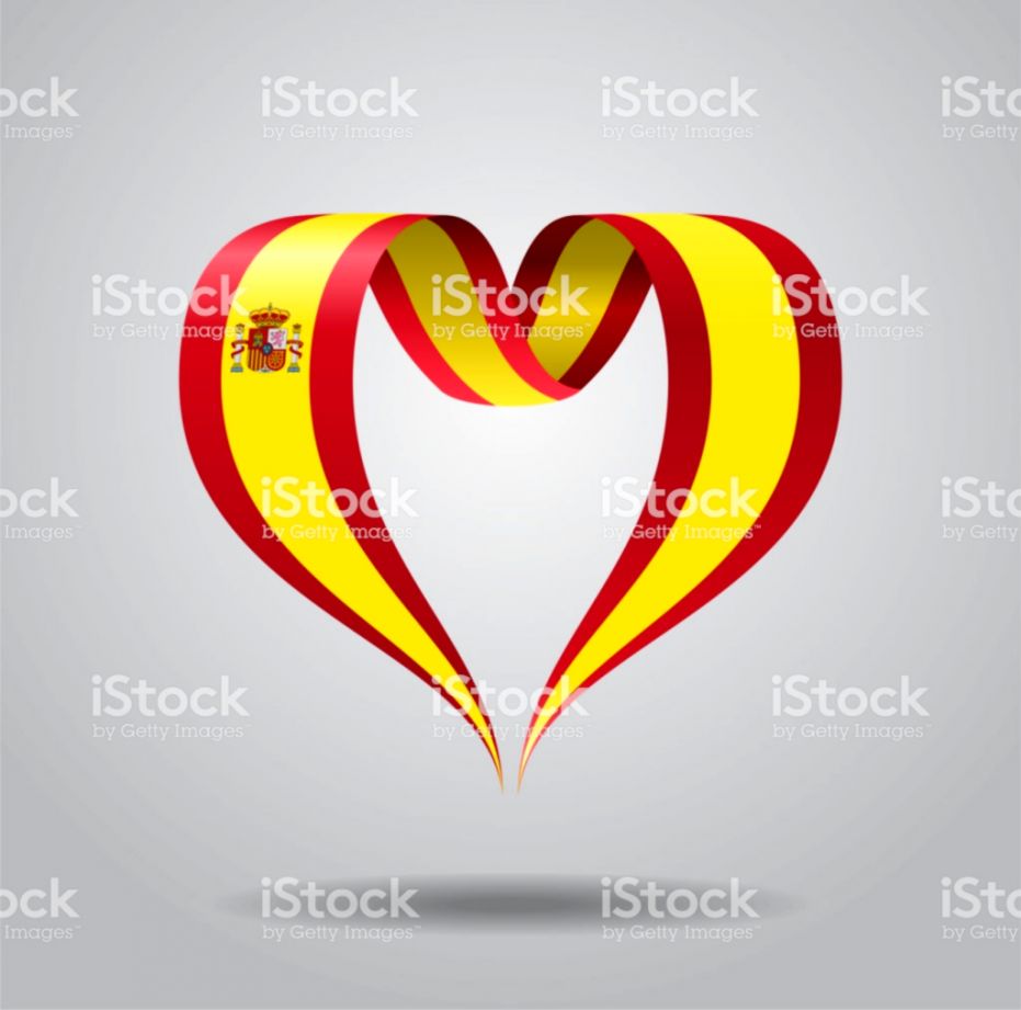 Spanish Flag Heartshaped Ribbon Vector Illustration - Heart Spanish Flag - HD Wallpaper 