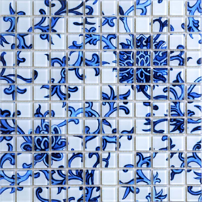 Blue And White Mosaic Tile - HD Wallpaper 