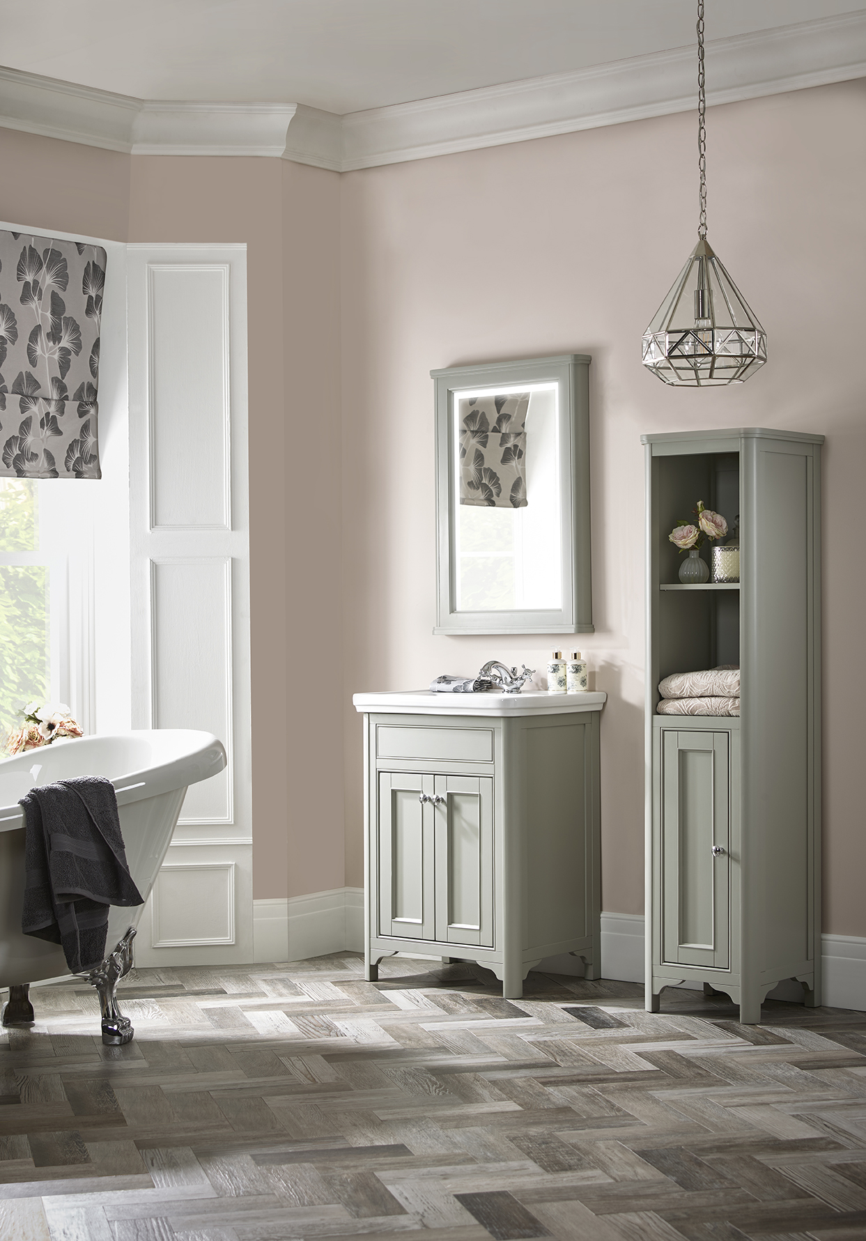 600 Langham Basin Unit And Tall Boy In Steel Grey Plus - Laura Ashley Bathroom Vanity Unit's - HD Wallpaper 