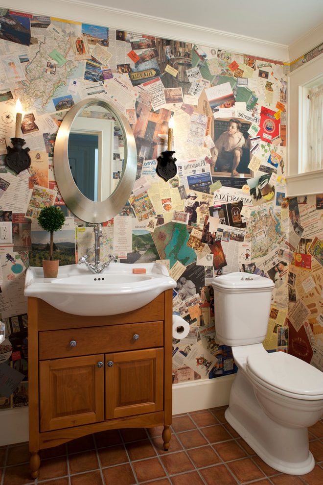 United States Vintage Map Wallpaper With Traditional - Powder Room Accent Walls - HD Wallpaper 