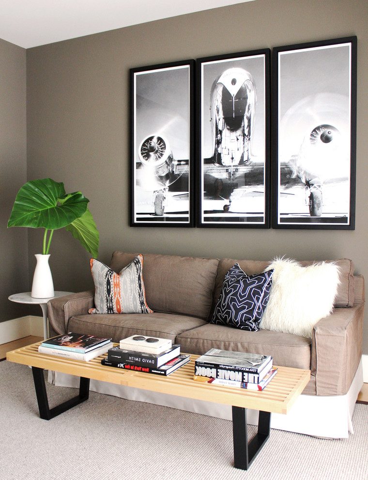 New York Faux Fur Wallpaper With Round Side Tables - Living Room - HD Wallpaper 