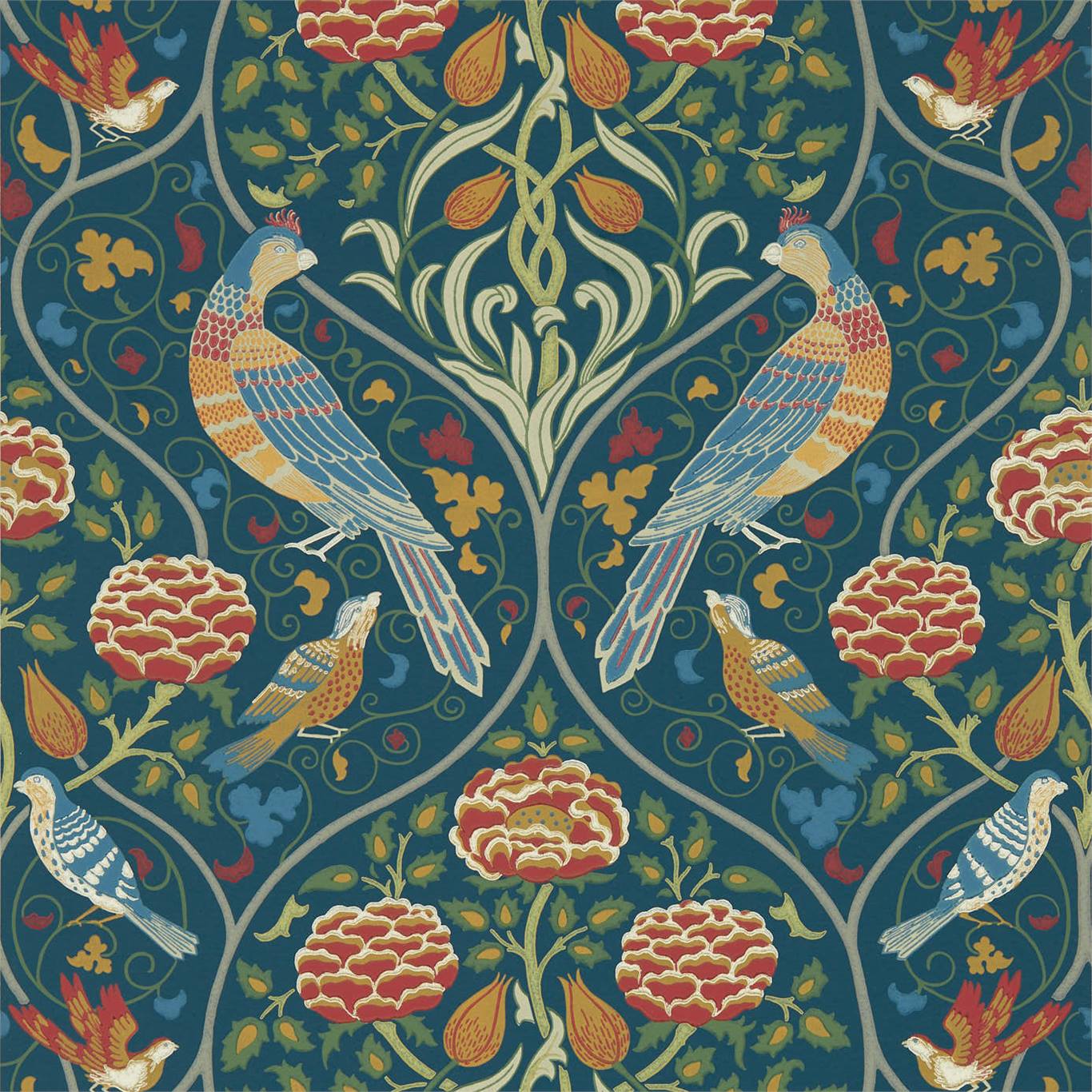 Seasons By May Indigo Wallpaper By Morris & Co - Seasons By May - HD Wallpaper 