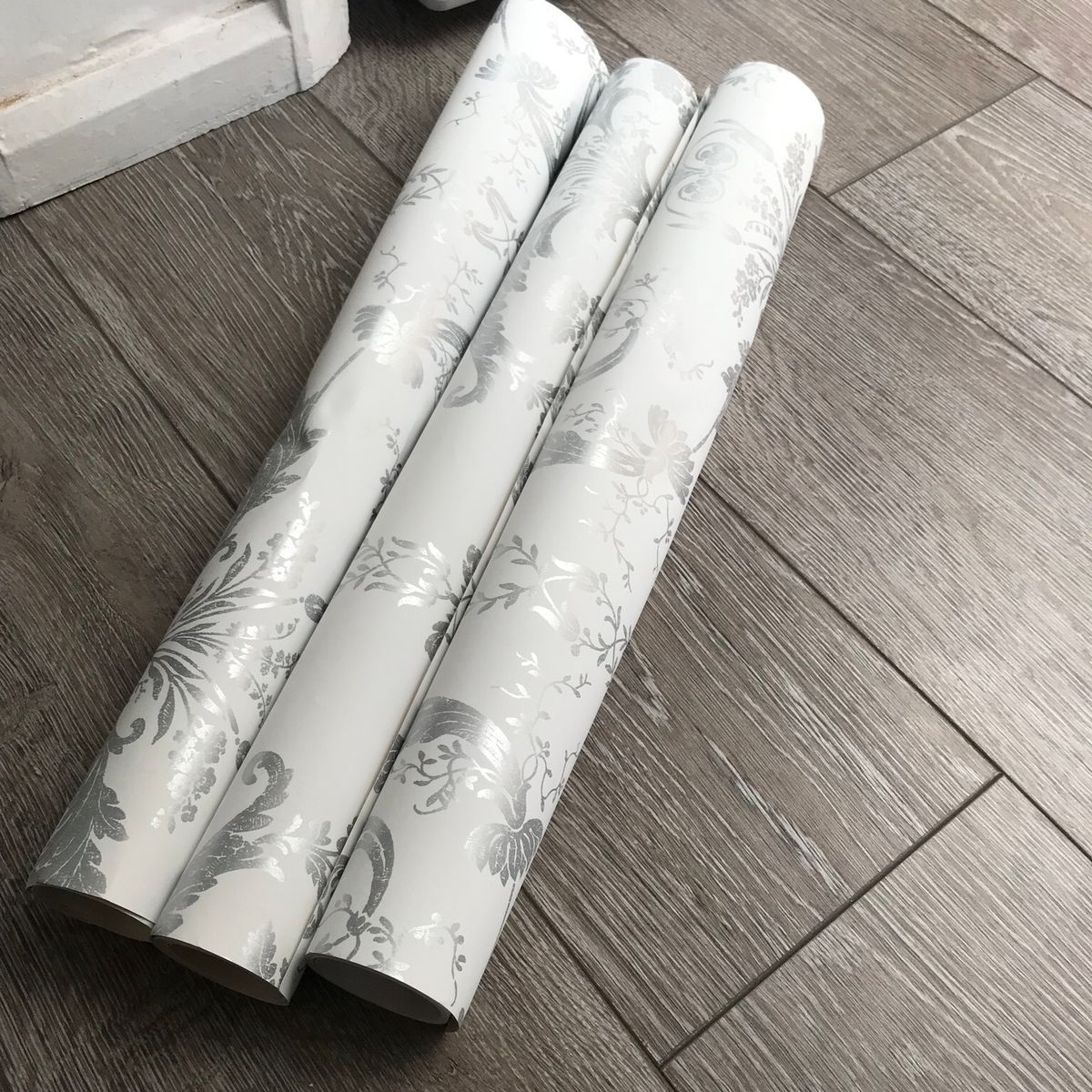 3 Half Used Rolls Of Laura Ashley Josette Silver Glitter - Laura Ashley Josette Glitter Silver - HD Wallpaper 