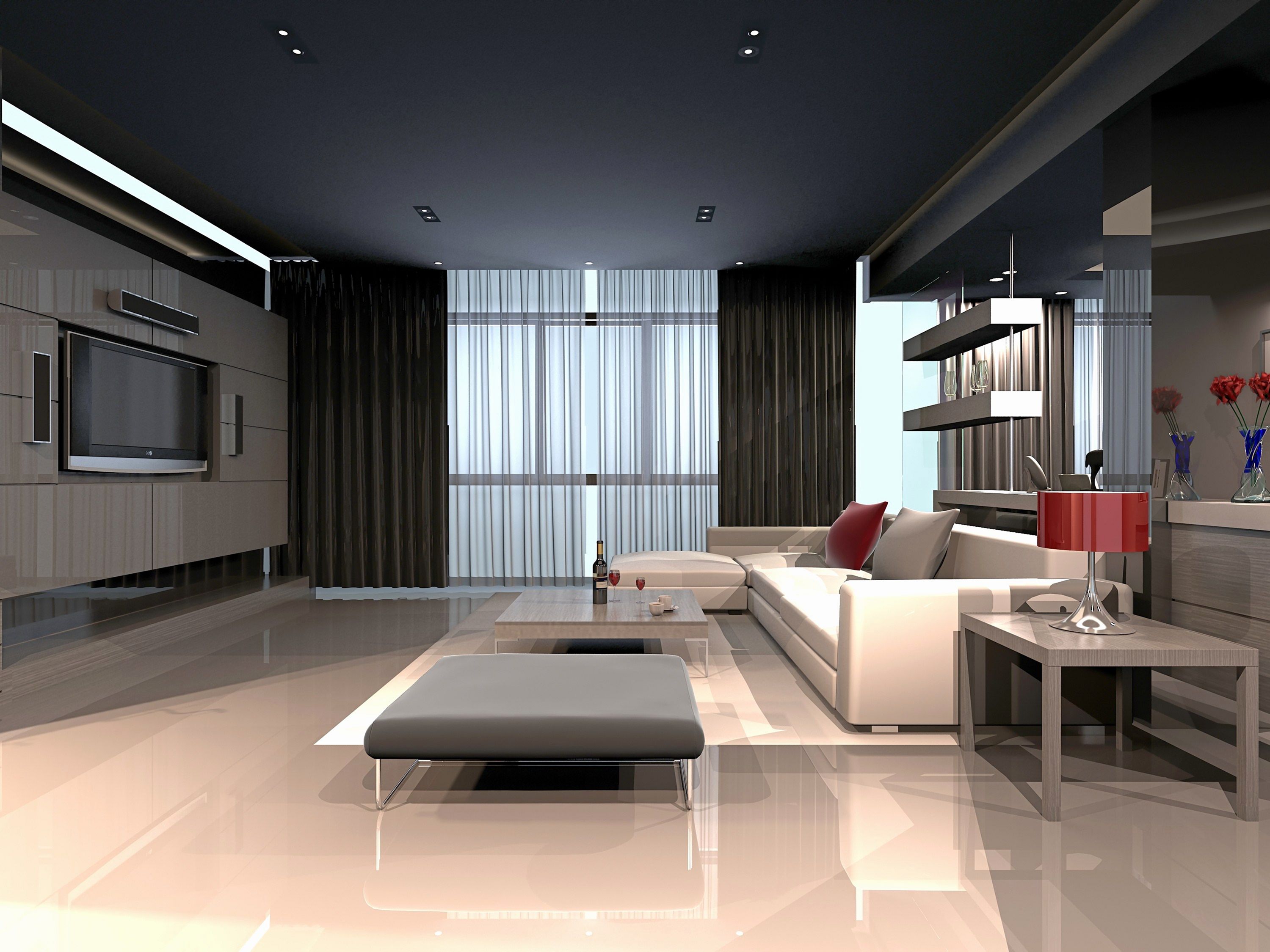 Hi-tech Concrete Cottage Interior Wallpaper - Front Elevation Of Room - HD Wallpaper 