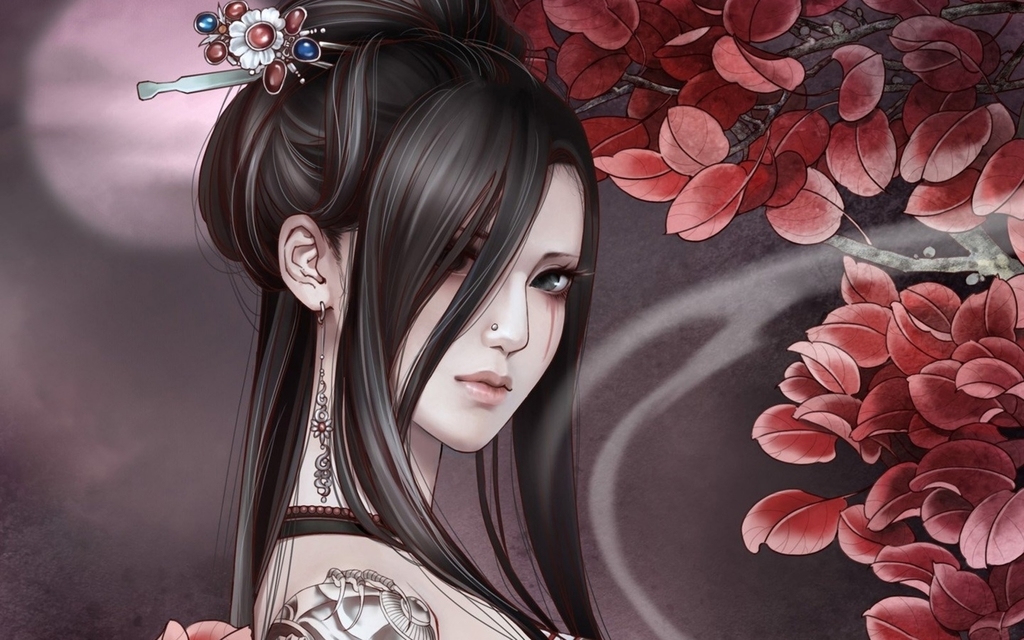 Art, Geisha, And Japan Image - Anime Girl Tattoo - HD Wallpaper 
