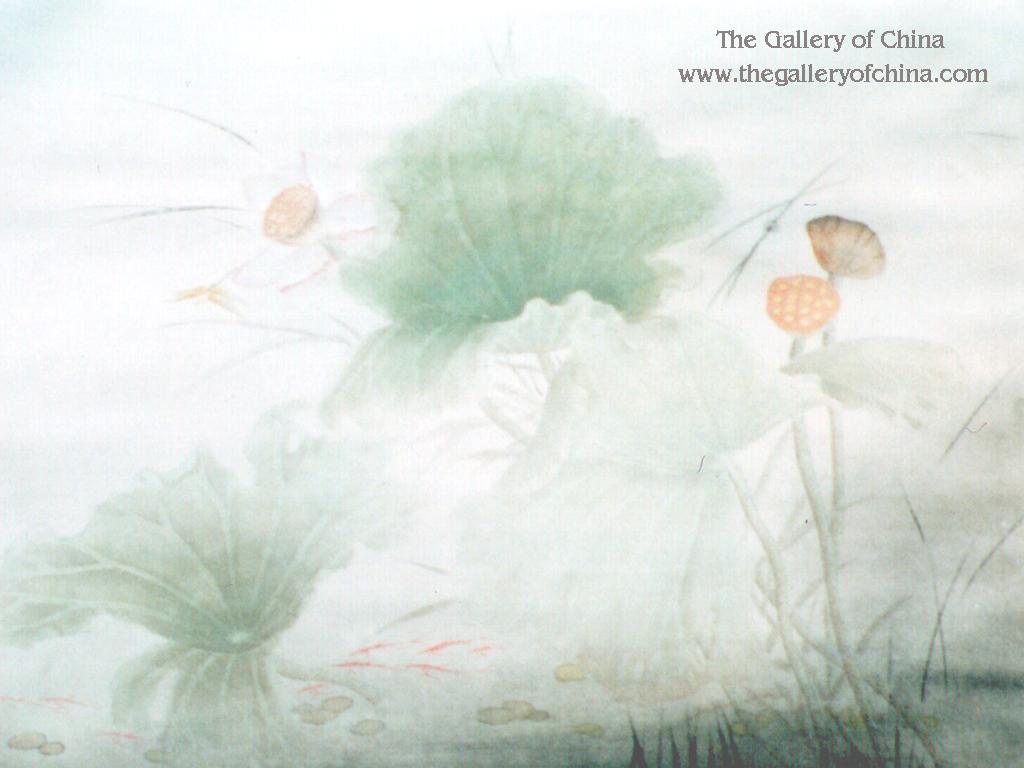 Chinese Lotus Painting - HD Wallpaper 