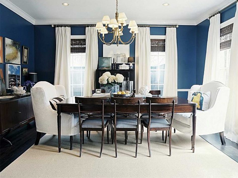 White And Blue Dining Room - HD Wallpaper 