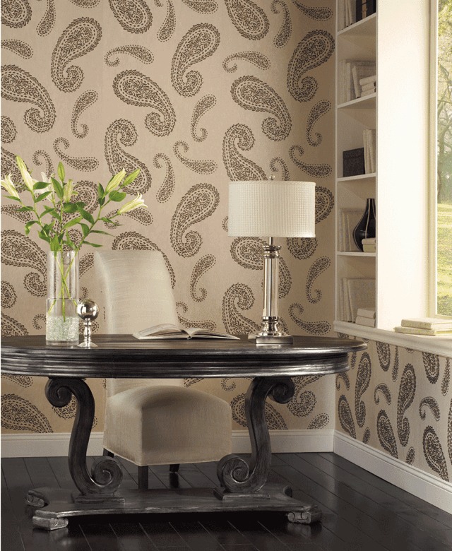 Black And Cream Paisley Wallpaper - Black And Cream Office - HD Wallpaper 