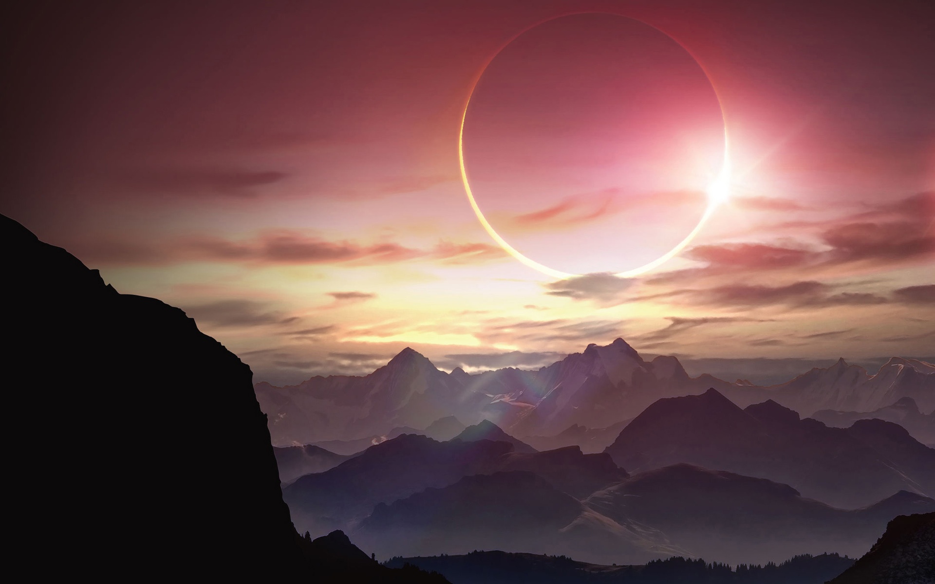 Solar Eclipse - Fantasy Art Eclipse - HD Wallpaper 
