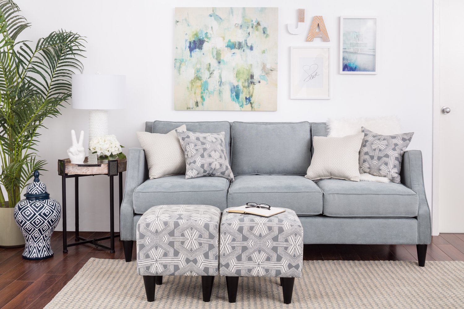 Laura Ashley Grey Velvet Sofa