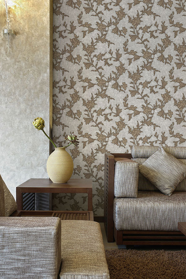 106cm Floral Vinyl Gold Leaf Wallpaper On The Wall Stone Wallpaper