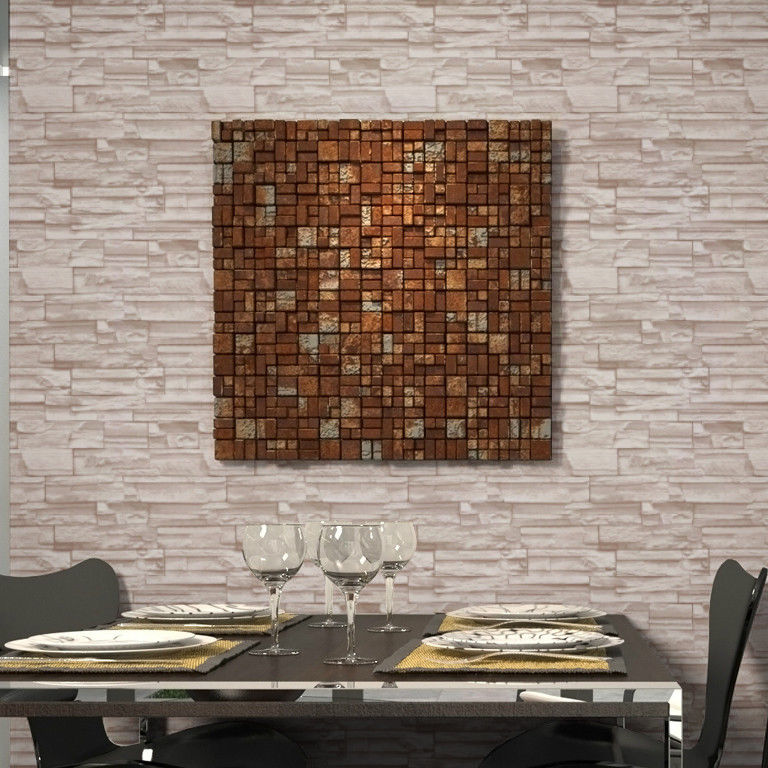 Roll Stacked Brickstone Wallpaper Browngreyeige Vinyl - Lampara Campana Colgante Cristal - HD Wallpaper 