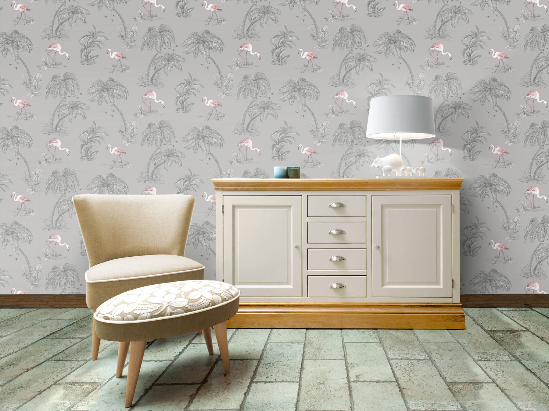 Flamingo Lake Roomset Image - Gp & J Baker Peony & Blossom - HD Wallpaper 