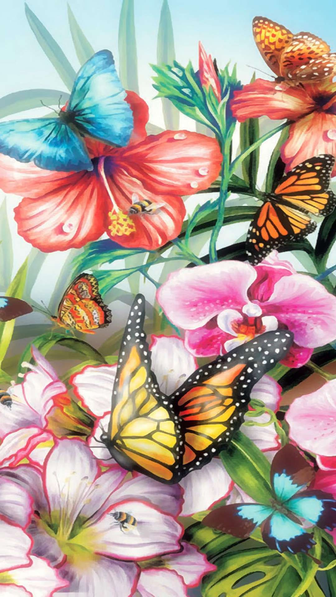 Color Butterflies Iphoneplus Wallpaper, Iphoneplus - Butterflies Wallpaper Iphone - HD Wallpaper 