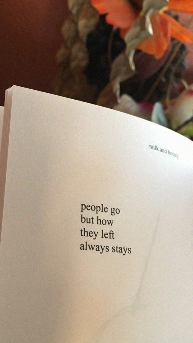Quotes, Poem, And Wallpaper Image - People Go But How They Left Always Stays Rupi Kaur - HD Wallpaper 