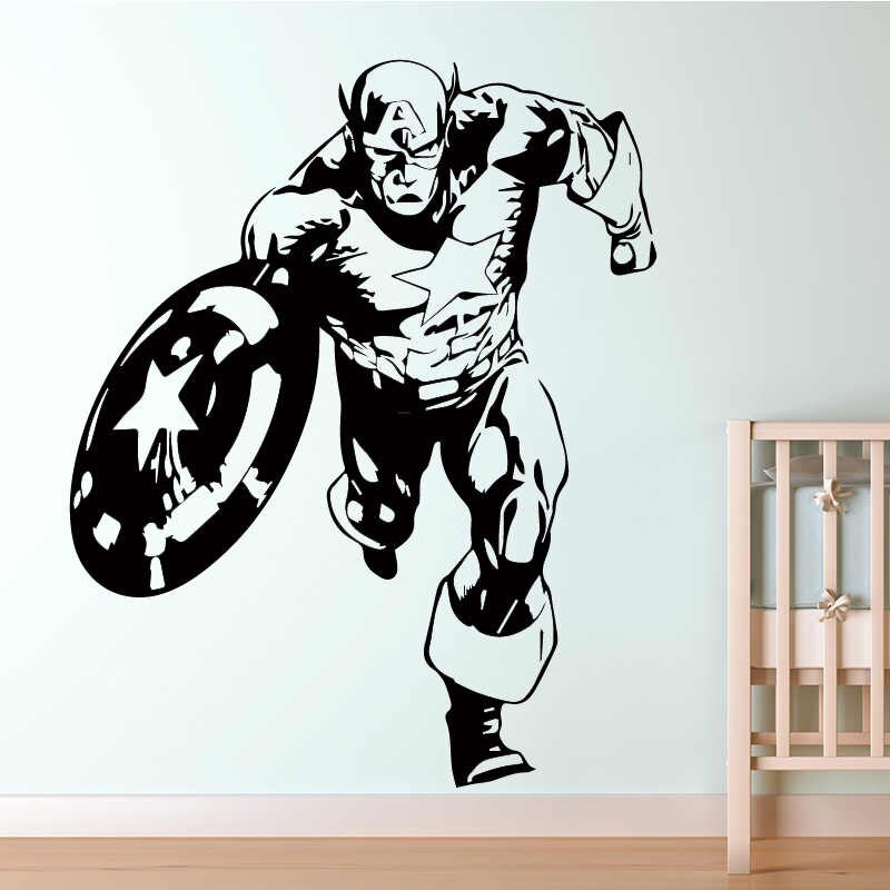 Running Man Strong Wall Stickers Wallpaper Home Decoration - Captain America Black And White - HD Wallpaper 