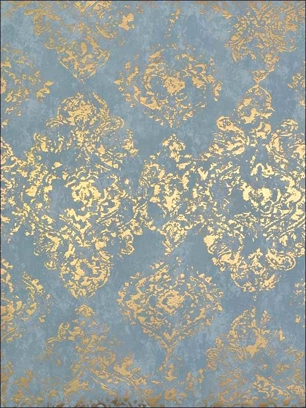 Blue And Gold Wall Paper Stargazer Blue Gold Wallpaper - Blue And Gold Wallpaper For Walls - HD Wallpaper 