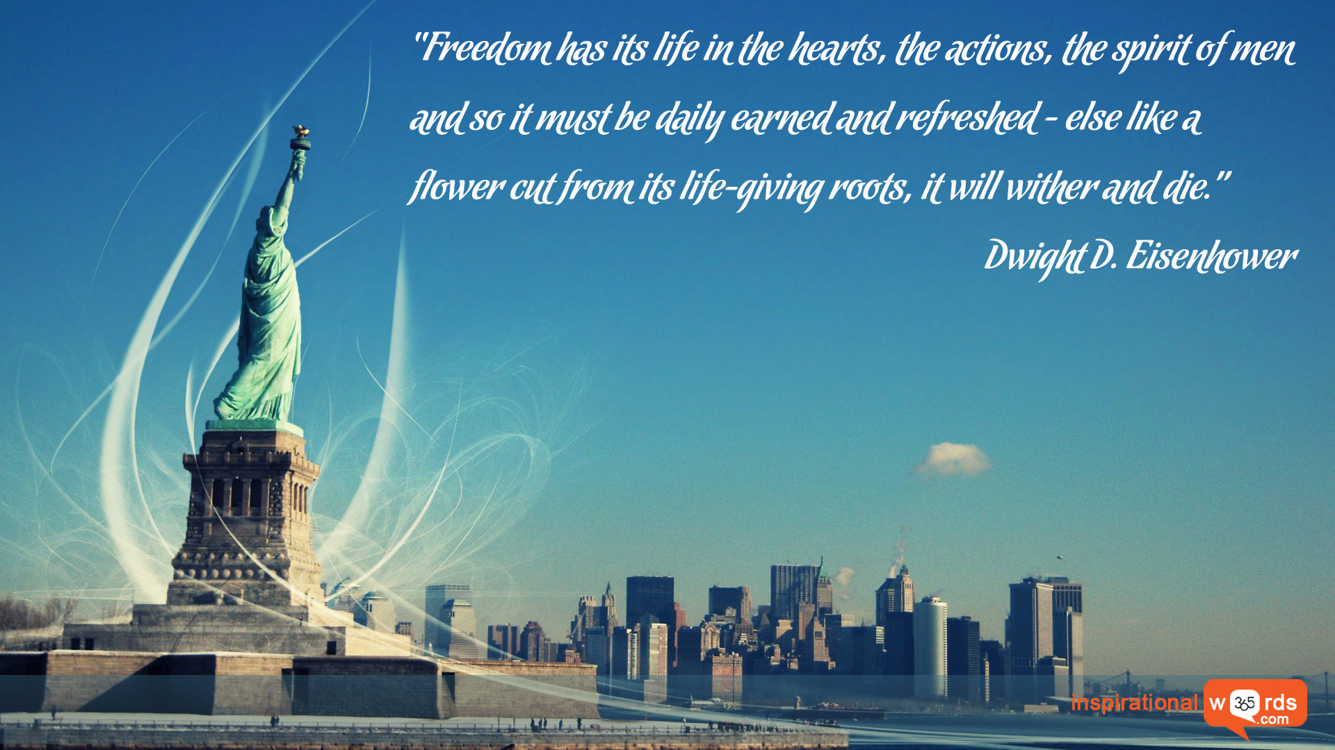 Inspirational Wallpaper Quote By Dwight D - Statue Of Liberty - HD Wallpaper 