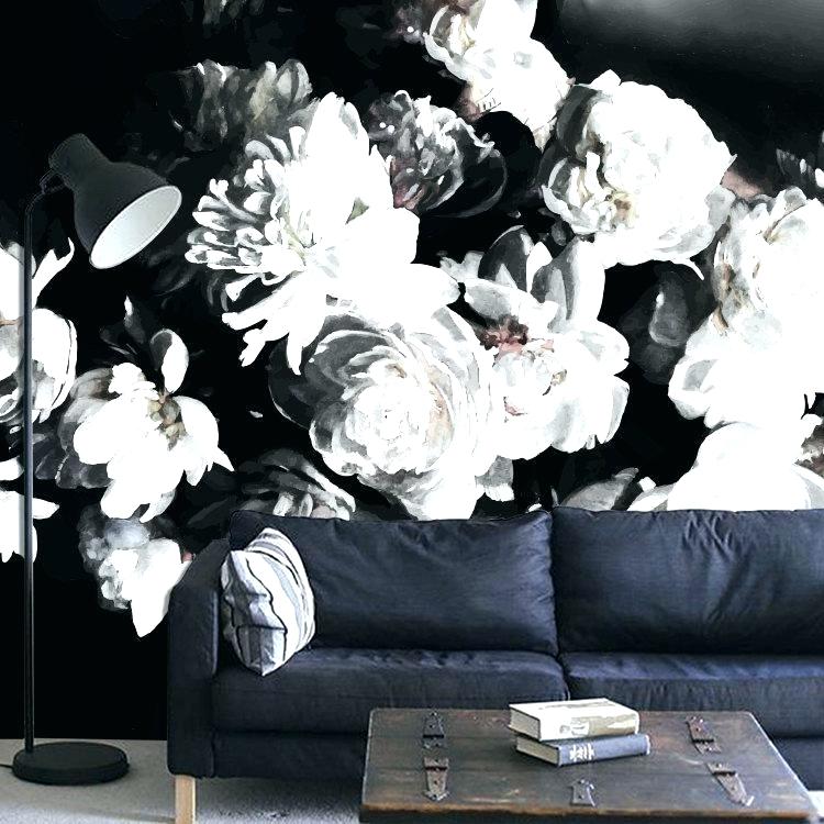 Large Print Floral Wallpaper Uk - Black And White Floral Wall Murals - HD Wallpaper 