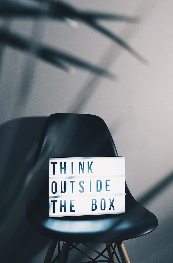 Black And Brown Chair, Inscription, Lighting, Motivation, - Chair Think Outside The Box - HD Wallpaper 