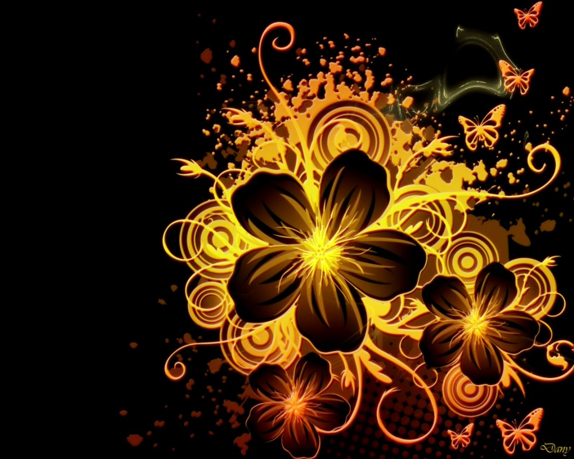 Digital High Defination 3d 3d Digital Wallpapers Hd - Gold And Black Flower - HD Wallpaper 